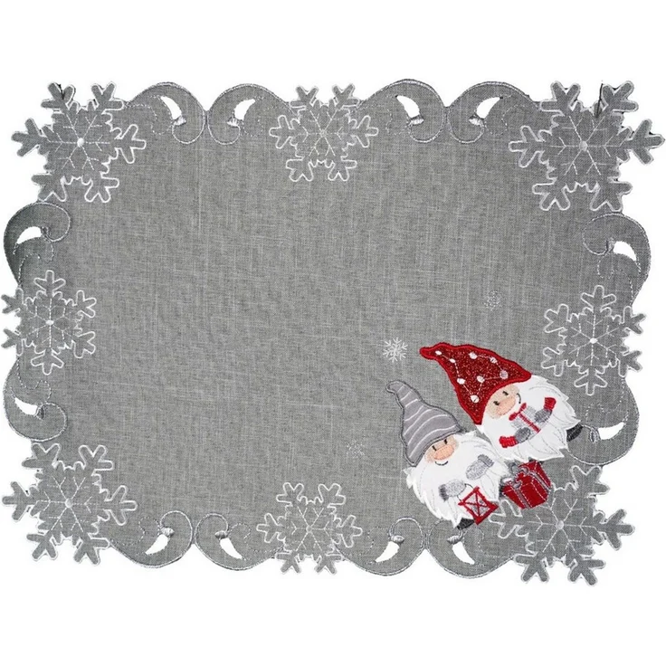 texpot Tischdecke Tischläufer Stickerei Wichtel Winter Weihnachten (1-tlg) – Bild 1