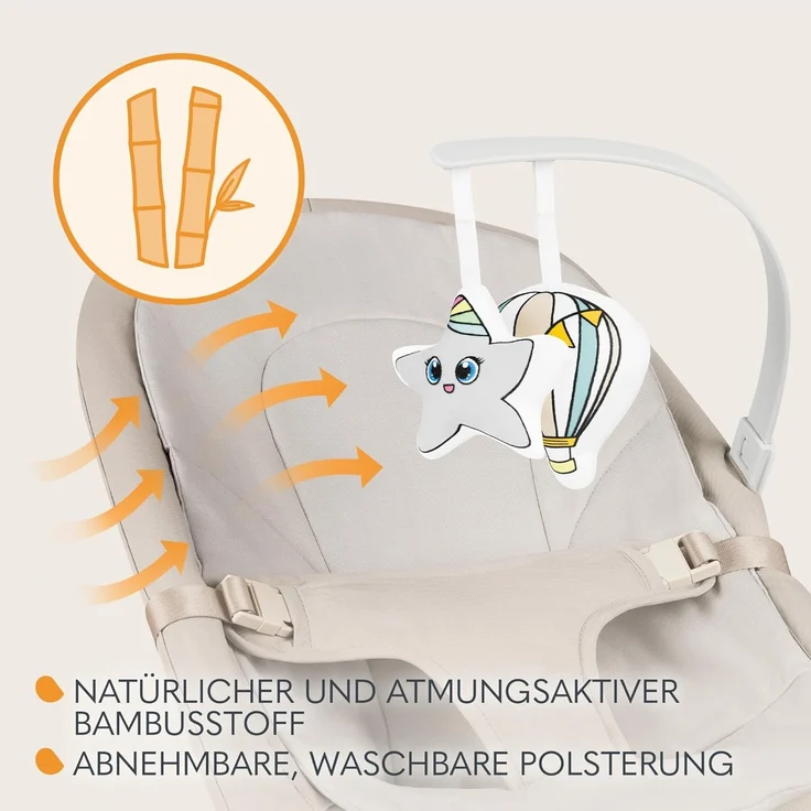 LIONELO LILAC Babywippe und -liege für Babys bis 9 kg, 0-6 Monate, 2-in-1 Babywippe, 2 Spielzeuge, Neigungseinstellung, 3-Punkt-Gurt, leicht 3,2 kg, flach zusammenklappbar – Bild 8
