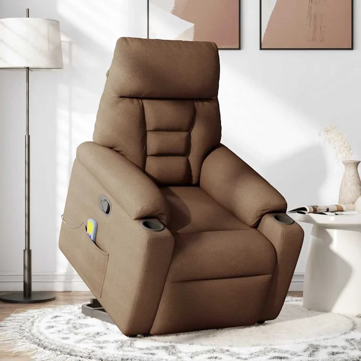 vidaXL Massagesessel mit Aufstehhilfe Braun Stoff 3303046 – Bild 2