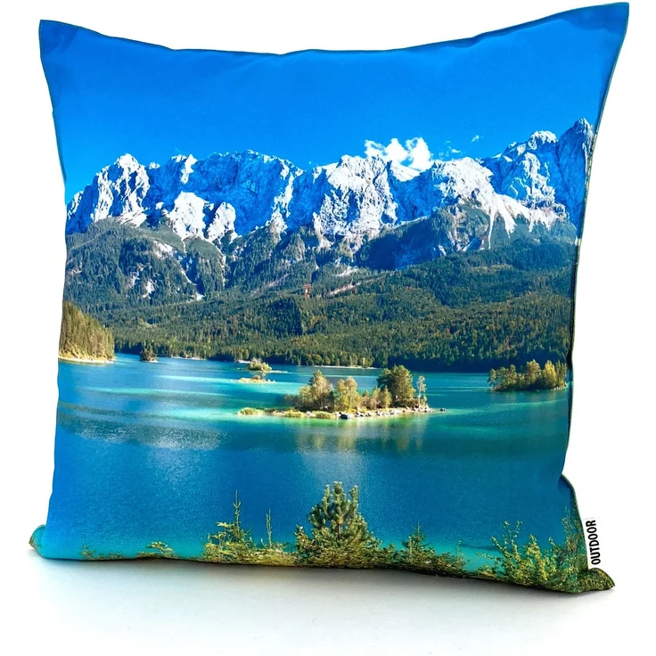 heimtexland Â® Outdoorkissen Lotus Effekt 45x45 Garten Dekokissen Wasserabweisend Outdoor Lounge Deko Kissen Typ742 Alpen Bergsee – Bild 1