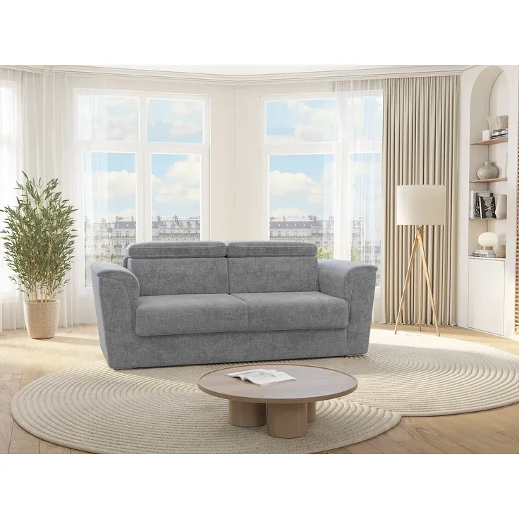 Vente-unique - RIZORA Sofa Stoff Grau - B 223 cm96 cm x H 88 cm x L 210 cm