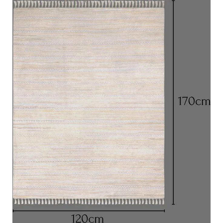 Wohnando Teppich MY-RUG Nandini, Chindi-Teppich 150x80cm, rechteckig, Höhe: 10 mm, aus recycelten Baumwollresten, handgewebt, wendbar, mit Fransen – Bild 2