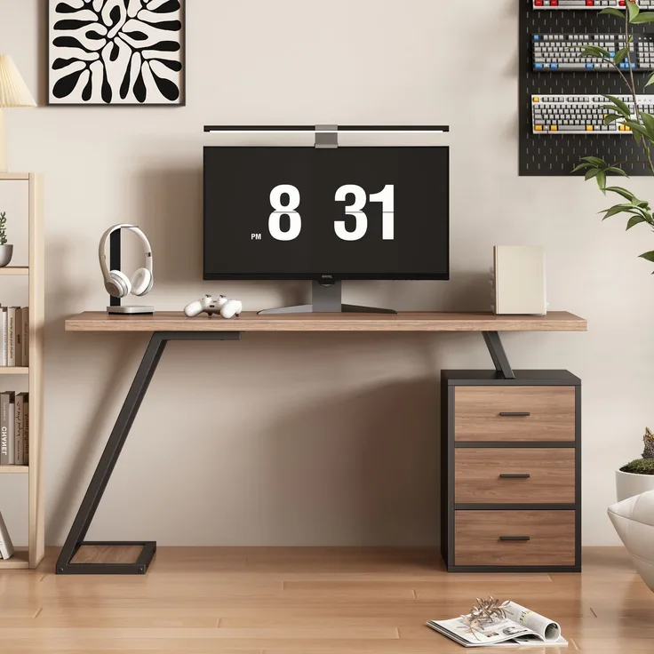 old sku:LY316258AAB,Bürotisch Arbeitstisch Ablage Basteltisch Industrial Schreibtisch 138.5cm mit 3 Schubladen