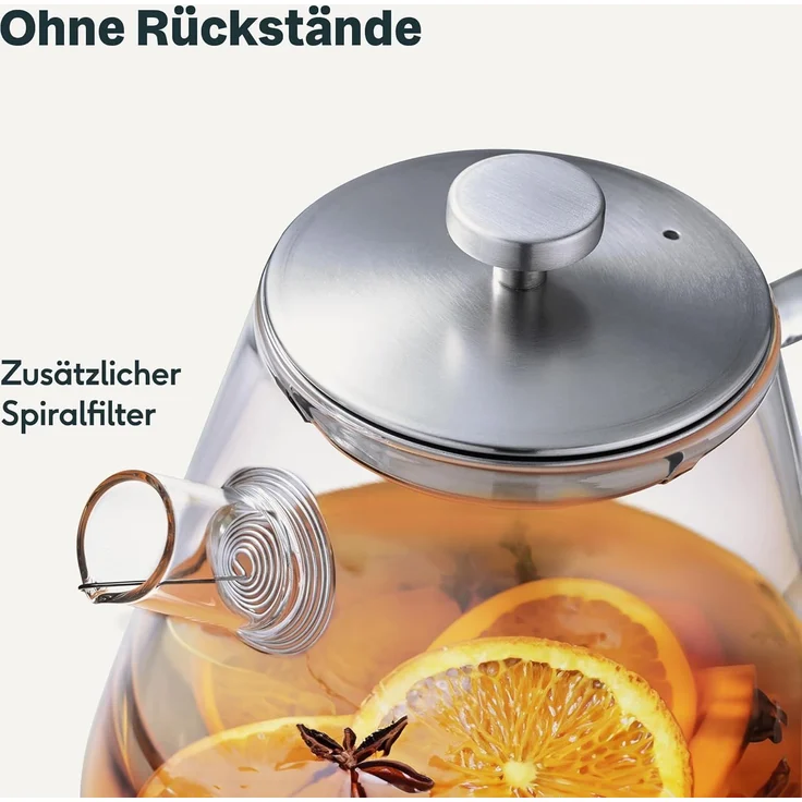 SILBERTHAL Teekanne Glas mit Siebeinsatz, 1.5 l, Hitzebeständiges Glas geeignet für E-Herd, Teewärmer & Gasherd – Bild 5