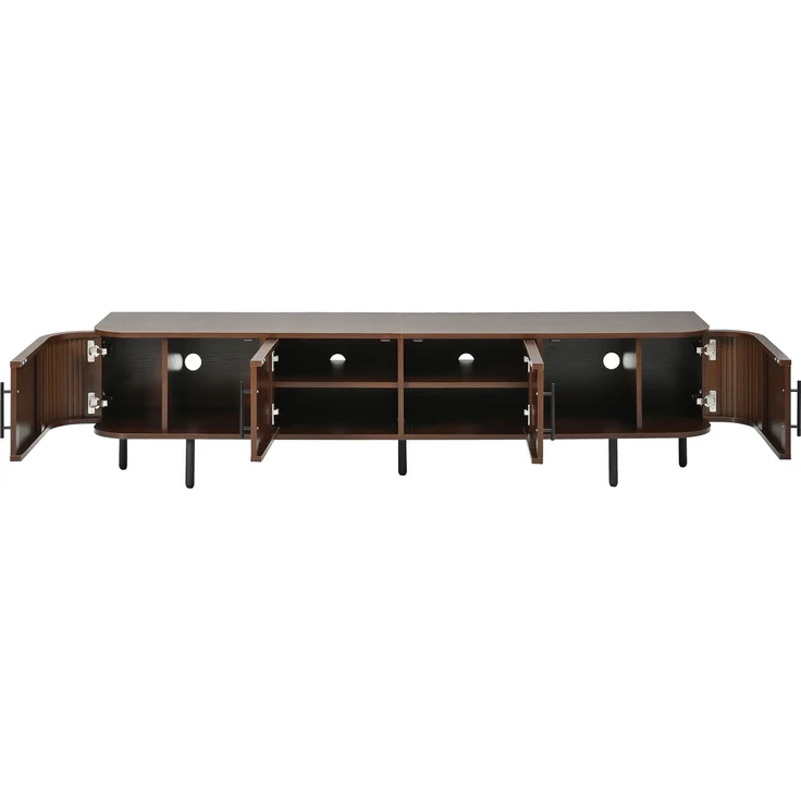 ZUBALIYA Wohnwand Set TV-Lowboard & Sideboard mit Geflechtfront / MDF-Korpus, MDF-Korpus, 120.00 x 40.00 x 82.00 cm, fürs Wohnzimmer, mit Schubladen, mit Stauraum, Samt, Walnuss – Bild 12