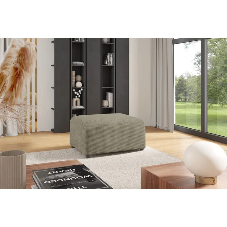Polsterhocker Designerhocker Hocker MEGAN in Stoff Poso Beige – Bild 1