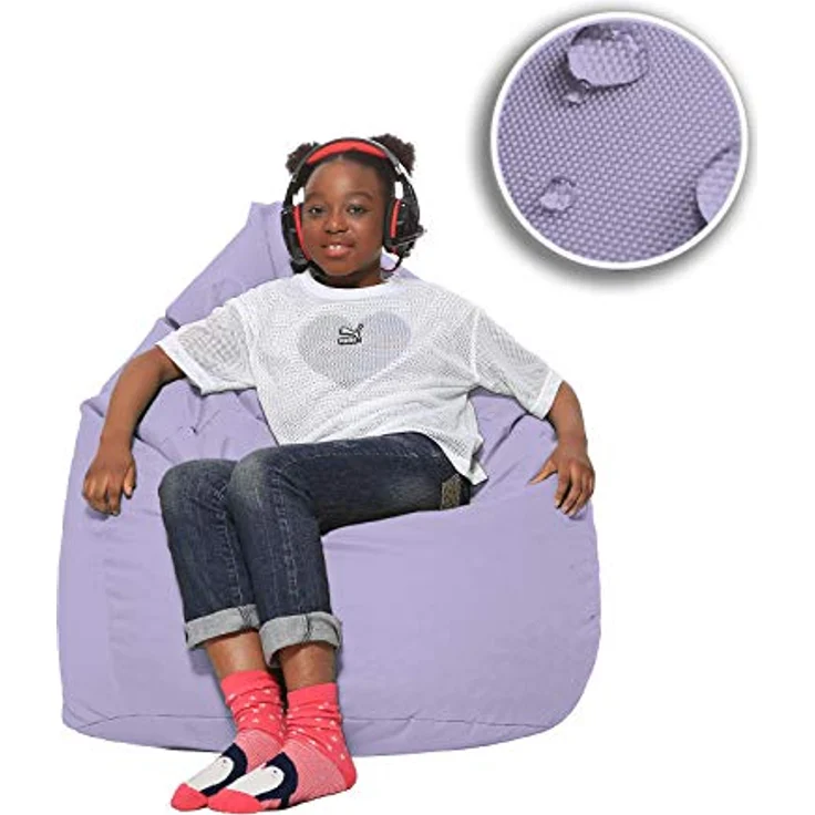 HomeIdeal - Sitzsack XXL Bodenkissen für Erwachsene & Kinder - Geeignet für Gaming oder Entspannen - Indoor wie Outdoor da er Wasserfest ist - mit EPS Perlen, Farbe:Flieder, Größe:XXXL – Bild 9