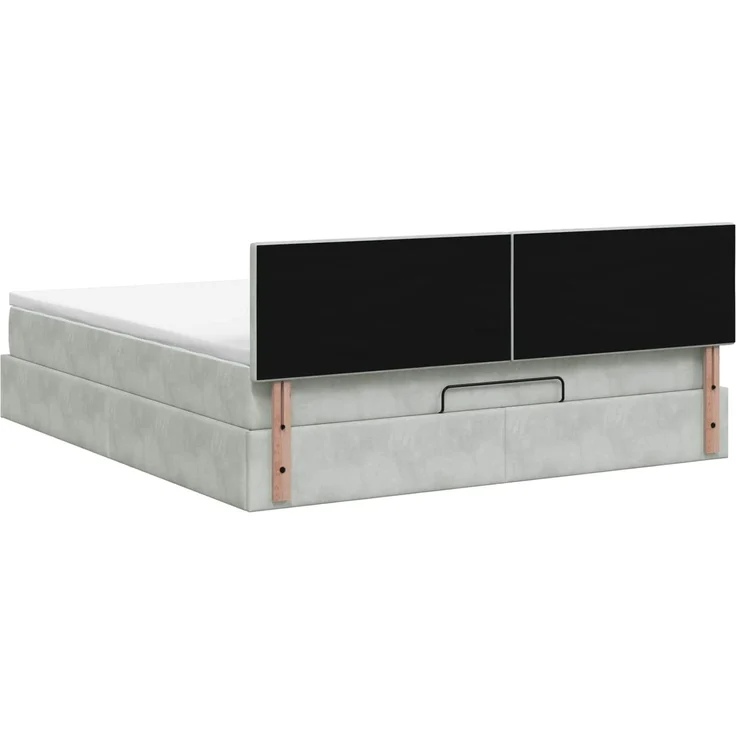 vidaXL Ottoman-Bett mit Matratze und LED Hellgrau 160 x 200 cm Samt 3457221 – Bild 10