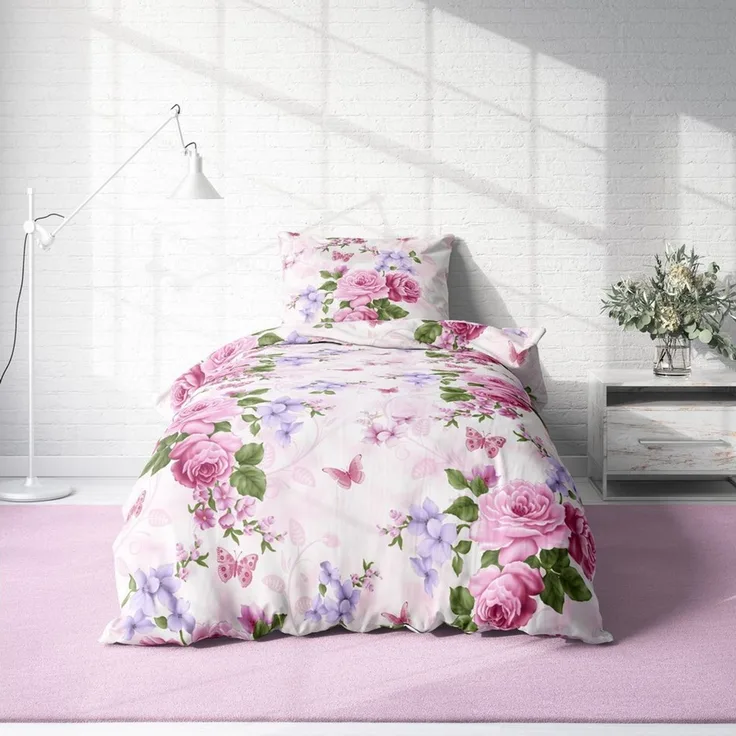 One Home Bettwäsche Motive, Mikrofaser, 2 teilig, Blumen geblümt floral Natur, Knitterfrei Weich für Sommer und Winter