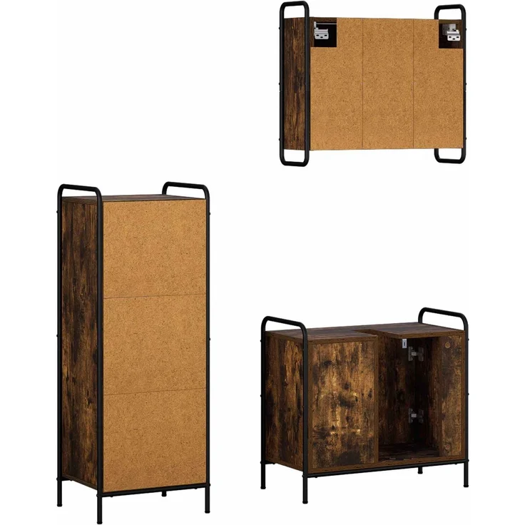 vidaXL Badezimmerschrank-Set 3 stk. Räuchereiche 40 x 36 x 109,5 cm 3444533 – Bild 7