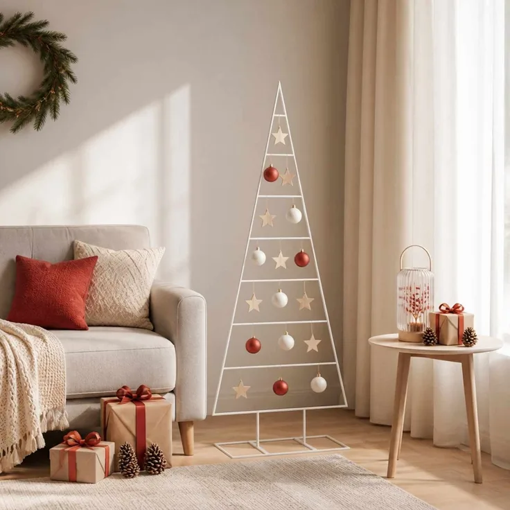 vidaXL Metall Weihnachtsbaum KUOPIO 125 cm Stahl Weiß 42053830