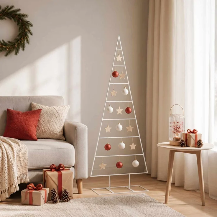 vidaXL Metall Weihnachtsbaum KUOPIO 125 cm Stahl Weiß 42053830 – Bild 1