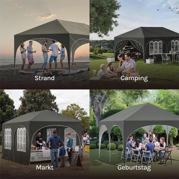 WOLTU Pavillon, Faltpavillon 3x6 m, mit 6 Seitenwänden, Partyzelt wasserabweisend UV-Schutz 50+, höhenverstellbarer Gartenpavillon, mit Tragetasche, für Outdoor Garten Camping Grau – Bild 7