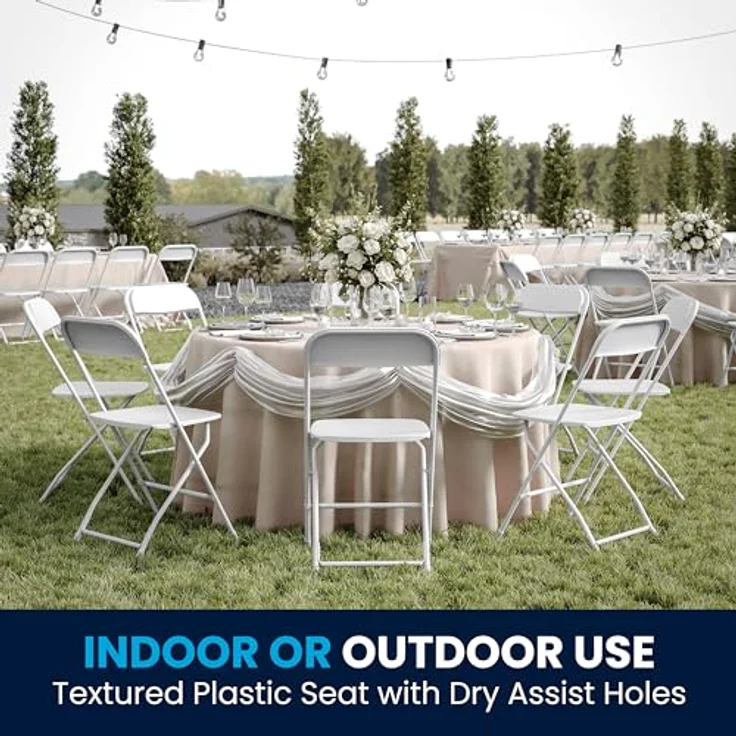 Flash Furniture Klappstuhl HERCULES aus Kunststoff – Leichter Stuhl zum Klappen für Gäste oder Veranstaltungen – Praktischer Küchenstuhl auch für draußen geeignet – 10er-Set – Weiß – Bild 6