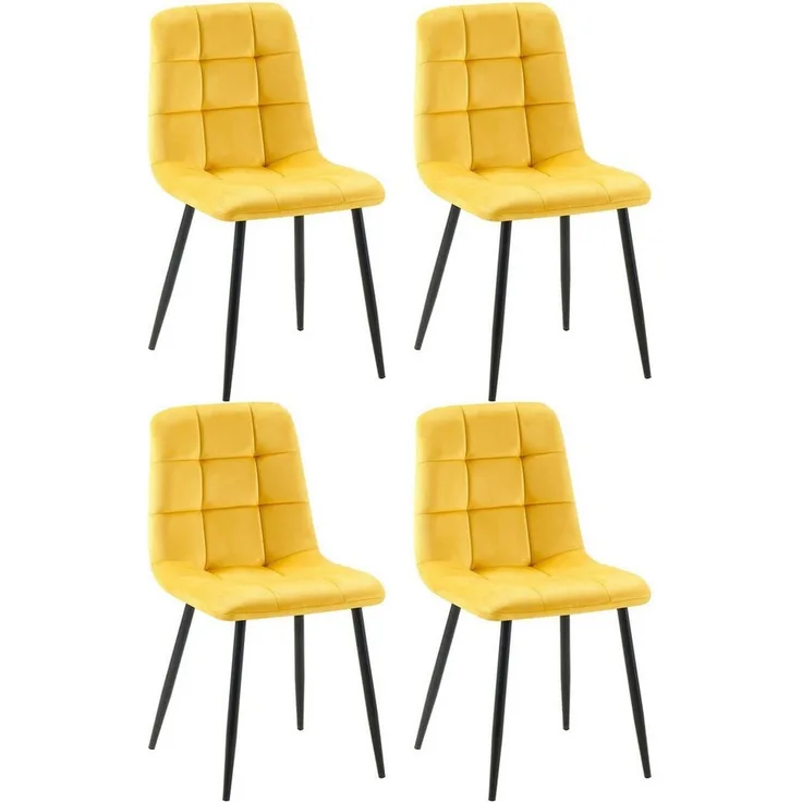 CLP 4er Set Esszimmerstühle Antibes Samtbezüge gepolstert Rückenlehnen bis 150 kg,gelb