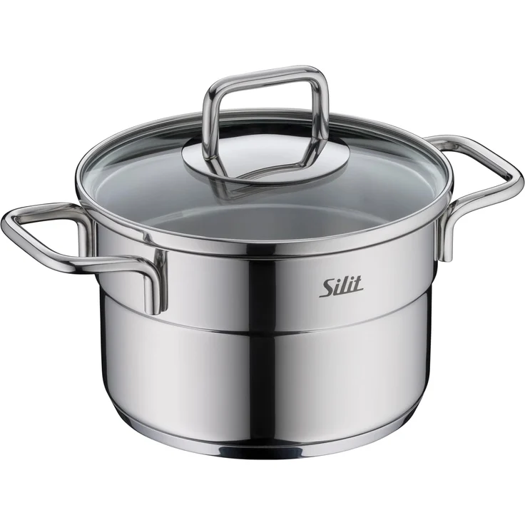 Silit Topf-Set Extra Cook Mini, Kochgeschirr-Set Induktion mit Glasdeckeln, stapelbar, Edelstahl 18/0 (Set, 8-tlg, 2 x Kochtopf 12/14cm, 2 x Bratentopf 12/14cm, 2 x Glasdeckel 12/14cm), SiliTherm Universalboden, breiter Schüttrand, spülmaschinengeeignet – Bild 5