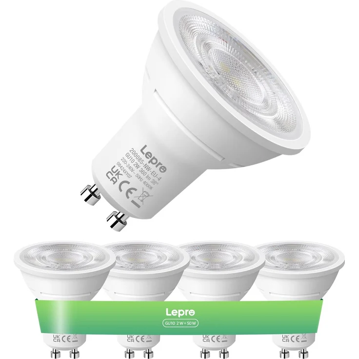 Lepro Energieklasse A GU10 LED Neutralweiß, 2W 4000K 360 LM, Nicht Dimmbar Reflektorlampe, Energiesparendes GU 10 LED Leuchtmittel, 38° Abstrahlwinkel für Wohnzimmer, Küche, Schlafzimmer, 4 Stück – Bild 1