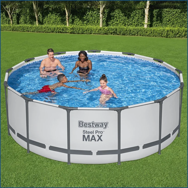 Bestway® Steel Pro MAX™ Ersatz Frame Pool ohne Zubehör Ø 396 x 122 cm, lichtgrau, rund – Bild 2