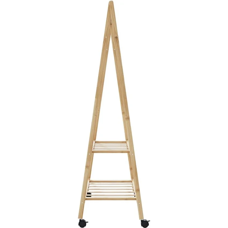 vidaXL Kleiderständer mit Ablagen und Rollen 96x45,5x155,5 cm Bambus 4008907 – Bild 4