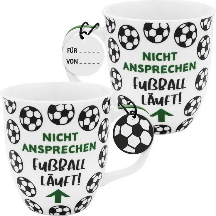 Tasse Kaffeetasse Kaffeebecher Teetasse Sheepworld 40cl Fußball 48221