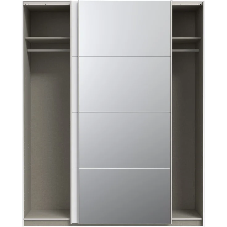 Schiebetürenschrank >SCHACH&MATT 2< in weiss / Spiegel - 170,3x210,5x61,2cm (BxHxT) – Bild 3