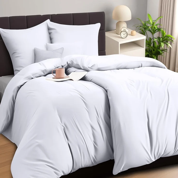 Utopia Bedding Bettwäsche 135x200 4teilig - Mikrofaser 2 Bettbezug 135x200 cm + 2 Kissenbezüge 80x80 cm - Weiß – Bild 1