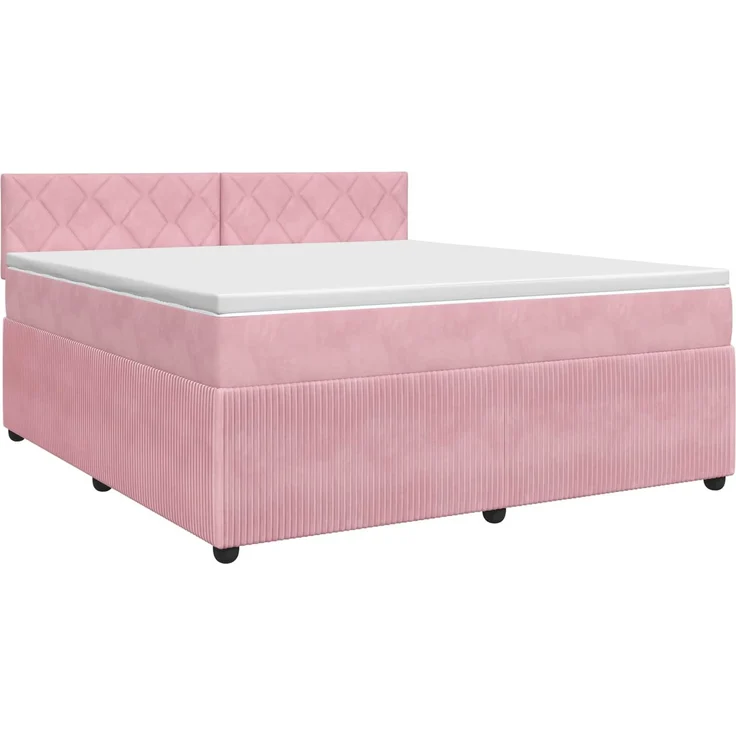 vidaXL Boxspringbett mit Matratze mit Kopfteil Rosa 140 x 200 cm Samt 3451702 – Bild 2