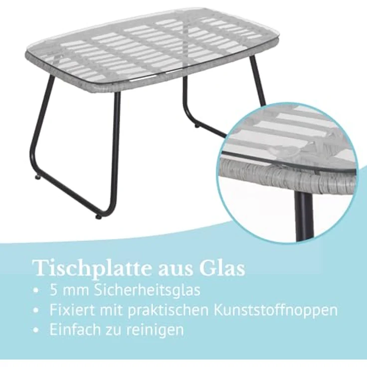SVITA Gartenlounge-Set CAPRI, (Set, Tisch mit einem Stuhl und zwei Bänken), mit abnehmbarem Polster – Bild 7