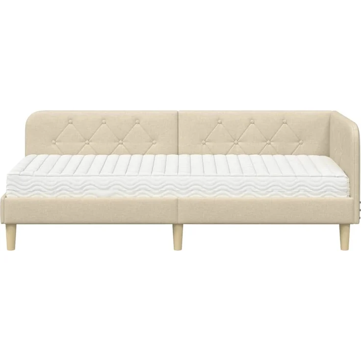 vidaXL Eckbettgestell mit Matratze Creme 80 x 200 cm Stoff 3394107 – Bild 4