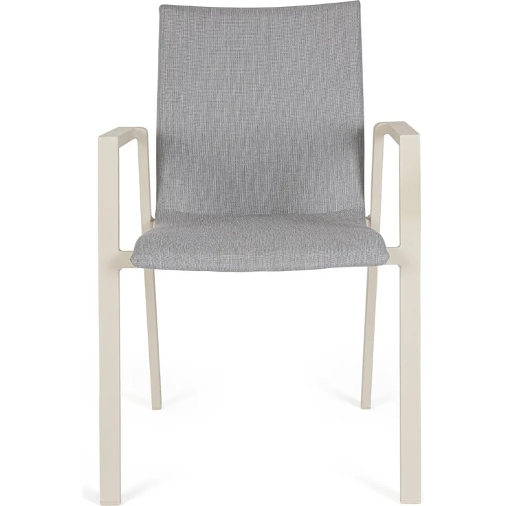 Gartenstuhl Enodo aus Aluminium, modern und stapelbar, gepolstert, beige Pelikan, Outdoor – Bild 3