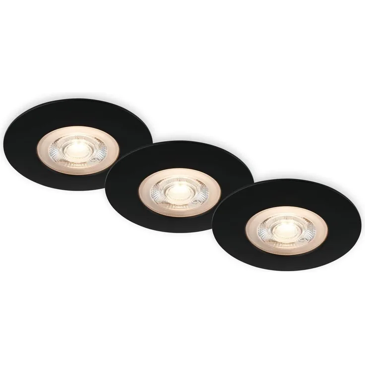 Di-Ka LED Einbauleuchte Kulana 3er Set schwarz-matt Ø 9 cm 4,9W, warmweiß