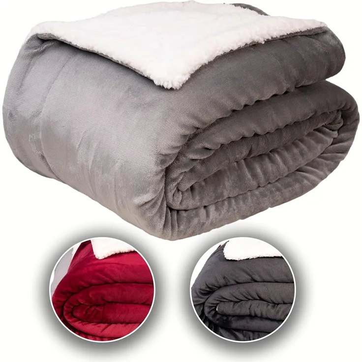 Wohndecke Sherpa Fleecedecke, Oeko-TEX Zertifizierte, Komfortec, Flauschig Kuscheldecke, warm Sherpa Sofaüberwurf, Dick Sofadecke