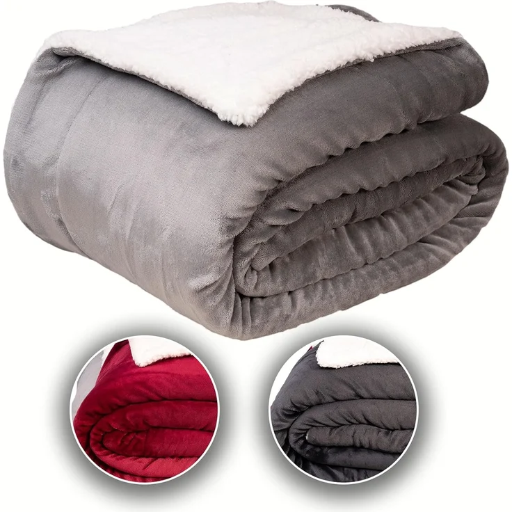 Wohndecke Sherpa Fleecedecke, Oeko-TEX Zertifizierte, Komfortec, Flauschig Kuscheldecke, warm Sherpa Sofaüberwurf, Dick Sofadecke – Bild 1