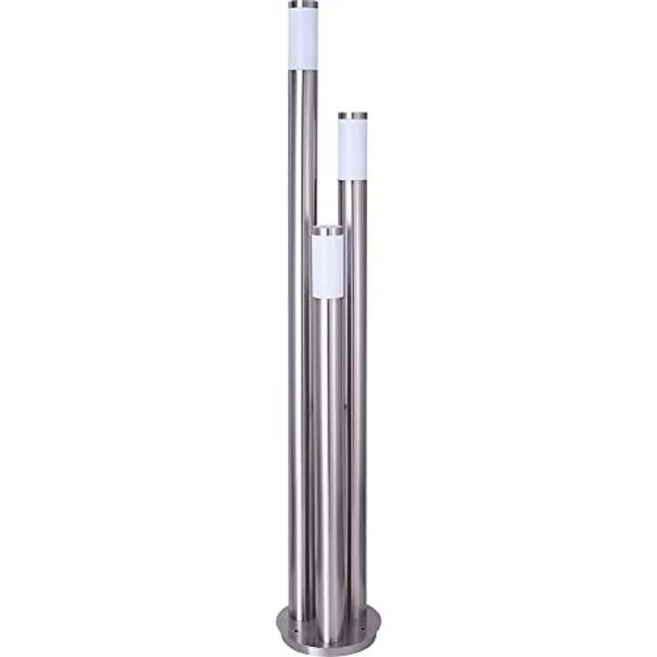 LED Stehlampe, Edelstahl, 3-Säulen, H 170 cm