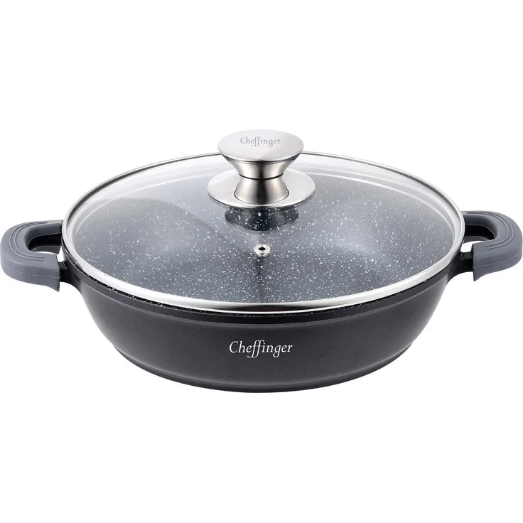 Servierpfanne Schmorpfanne Kochtopf Deckel Induktion Ø24cm Aluguss Topf Pfanne