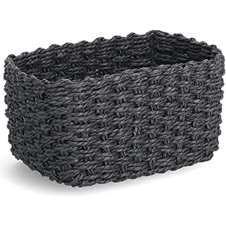 Zeller Aufbewahrungskorb-Set, 3-tlg, Papiergeflecht,, schwarz, ca. 18 x 12 x 9, 21 x 15 x 11, 24 x 18 x 13 cm – Bild 3
