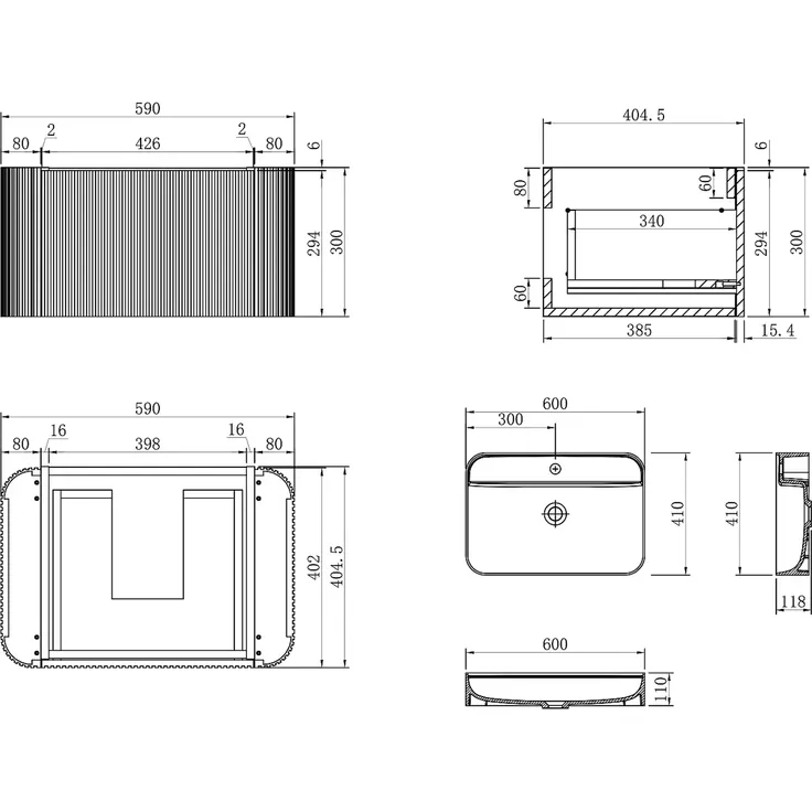 Vente-unique - BULMAS Waschbeckenmöbel Holz, Platte Beige - B 41 cm x H 42 cm x L 60 cm – Bild 6