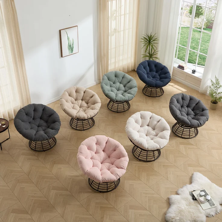 LVHOM Papasansessel 360° drehbar, Relaxsessel in Rattan-Optik mit extra dickem Polster, stabiler Körbsessel bis 130kg, wetterfester Loungesessel für Indoor & Outdoor – Bild 6