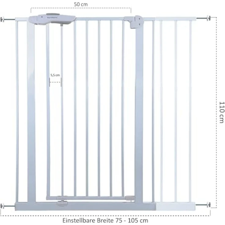 Absperrgitter Treppenschutzgitter weiß für 95-105cm Durchgang 110cm Hoch – Bild 3