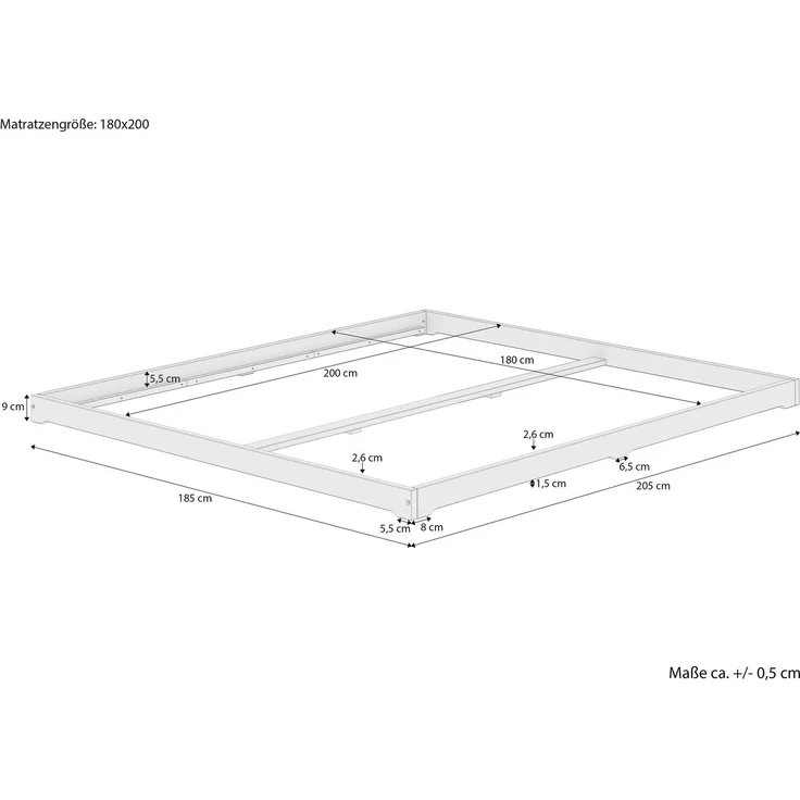 Niederflurbett Bodenbett niedriges Doppelbett 180x200 Buche Massivholz V-60.66-18ohne Zubehör – Bild 4
