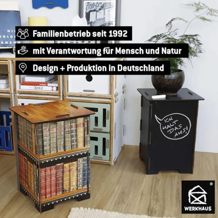 WERKHAUS® Hocker Werkhaus Photohocker SH8183 Antike Bücher Sitzhocker, Fotohocker 183 - Antike Bücher – Bild 6