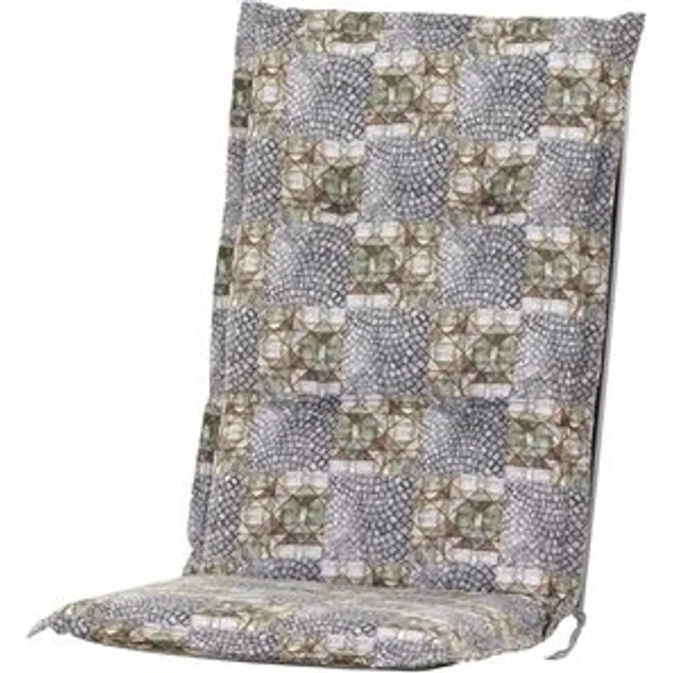 Auflage Hochlehner für Gartenstuhl 120x48cm Sesselauflage Hochlehner Polster in Grau Mosaik Muster mit dicker 7cm Schaumstoff Füllung – Bild 6