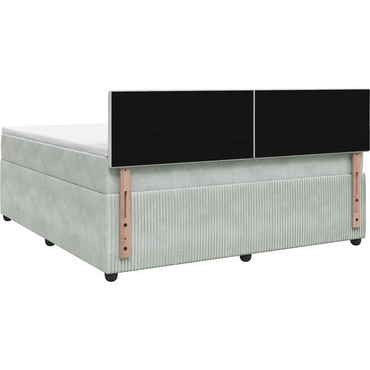 vidaXL Boxspringbett mit Matratze Hellgrau 180 x 200 cm Samt 3451733 – Bild 8