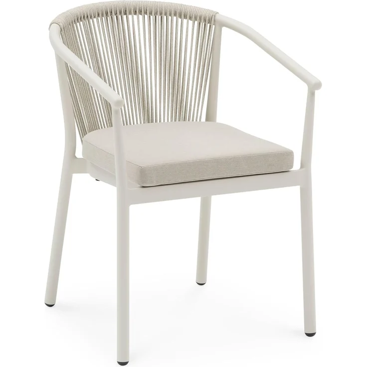 IDIMEX Gartenstuhl TAVOLO (6 St), Terrassenstuhl 6er Set mit Rope Rückenlehne und Sitzkissen cremeweiß – Bild 3