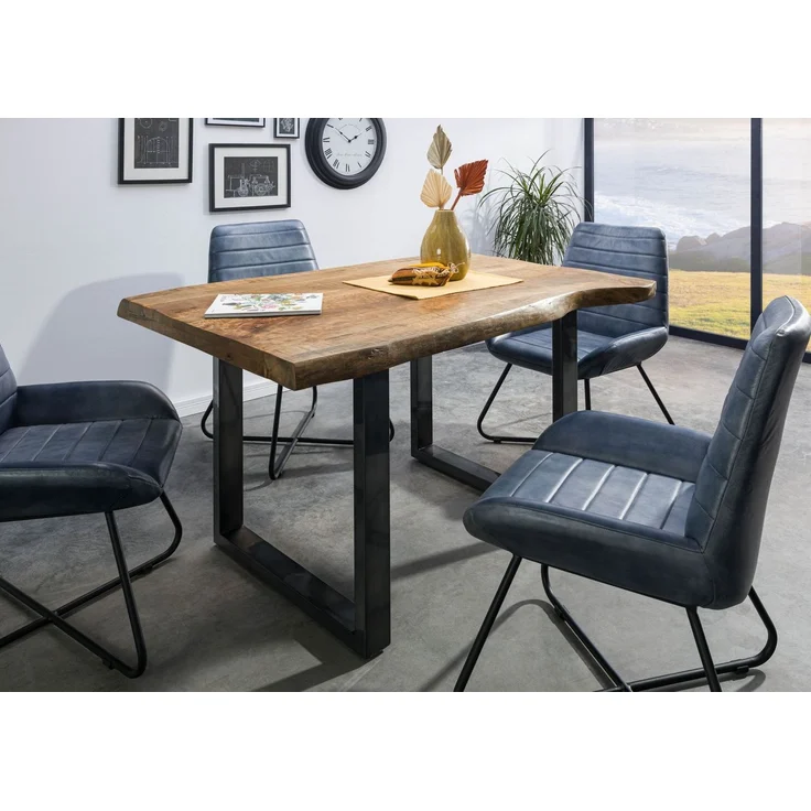 Baumtisch Mango 140x90x77 natur lackiert / U-Beine anthrazit glänzend FREEFORM 5 – Bild 9