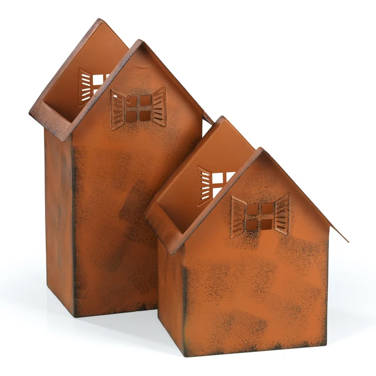 Hoberg Blumenkasten Rost-Pflanztöpfe 2er-Set 20cm & 28cm (2 St), Deko Garten Balkon Terrasse Pflanzgefäß Windlicht – Bild 8