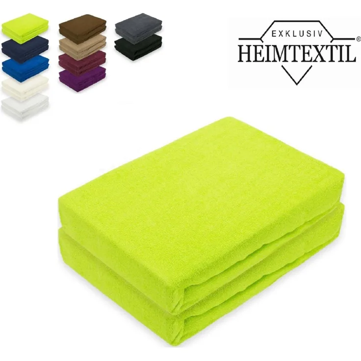 Frottee Spannbettlaken Rundumgummizug Marke Doppelpack 180 x 200 cm Limette/Apfelgrün