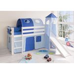 Rutschbett mit Turm "Kasper" 90x200 Kiefer massiv weiß