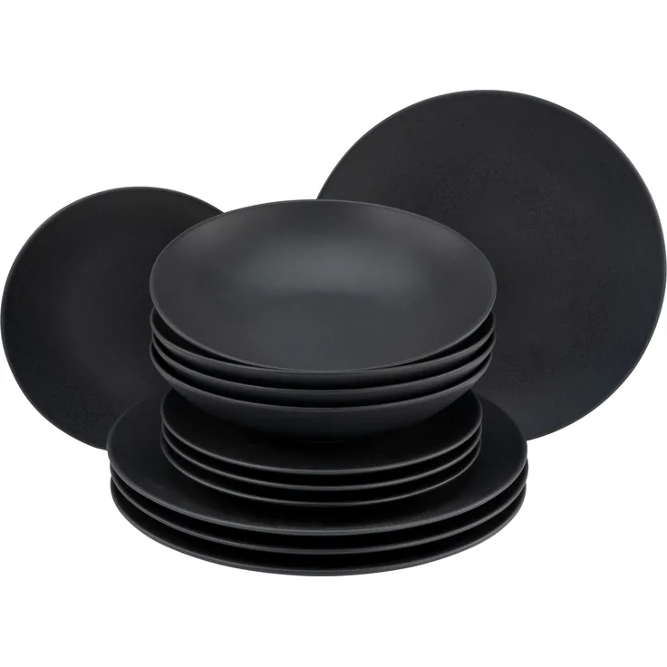Soft Touch Schwarz, Tellerset 12-tlg (mo)