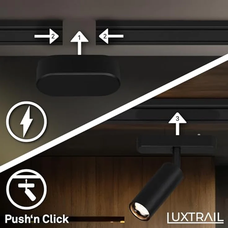 Briloner Luxtrail Schienensystem, Komplettset mit 4x schwenkbaren LED Spots und 2x höhenverstellbaren LED Pendel, Schwarz, 3m – Bild 8